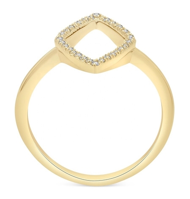 Anillo de compromiso Blanco CZ Rhombus Declaración Oro 925 Esterlinas de plata Joyas para mujeres