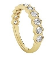 US5-US11 Anillo de bodas de panal de miel dorado 925 Sterling Silver