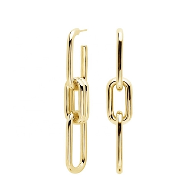 Oro Revestido Plata Logotipo personalizado Larga Cadena de la Caída de los Aretes para las Mujeres