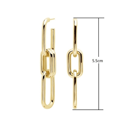 Oro Revestido Plata Logotipo personalizado Larga Cadena de la Caída de los Aretes para las Mujeres
