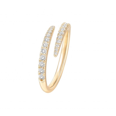 14K Oro Revestido Cubico Zirconia Abierto Twist Eternidad Banda Anillo ECO Amigable