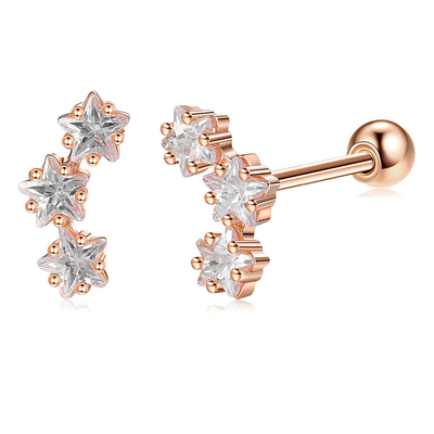 18K Oro Revestido 925 Estrella de Plata Esterlina Cubico Zirconia Auriculares para Mujeres Accesorios