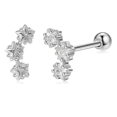 18K Oro Revestido 925 Estrella de Plata Esterlina Cubico Zirconia Auriculares para Mujeres Accesorios