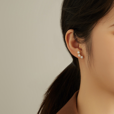 18K Oro Revestido 925 Estrella de Plata Esterlina Cubico Zirconia Auriculares para Mujeres Accesorios