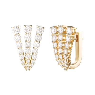 18K Dorado Revestido 925 Plata Esterlina Pave CZ Los aretes de abrazo para mujeres Estilo Clásico