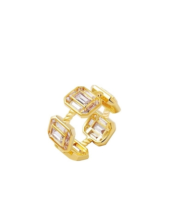 Esmeralda Blanca CZ Mujeres Eternidad Banda Bagueta 18K Oro 925 Sterling Anillos de Plata