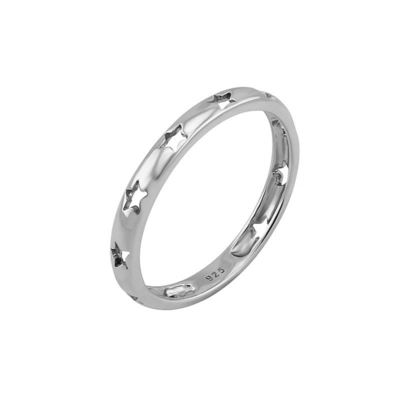 Tendencia de estilo Star Hollow Eternity Band Anillos en 925 de plata Joyas con 18K de oro