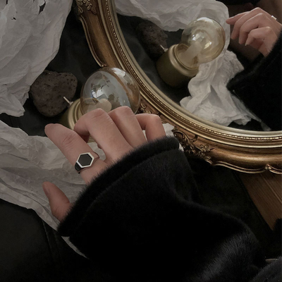 Anillos de manguito de ágata negra de oro 14K en plata 925 para individuos conscientes del estilo