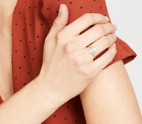 925 Plata Esterlina Turquesa Ojo Malo Eternidad Anillo de Banda para Joyería Unisex Hecha a Mano