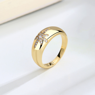 Unisex Alibaba-Compras en línea Anillos de banda Starburst Revestidos de oro en plata esterlina 925