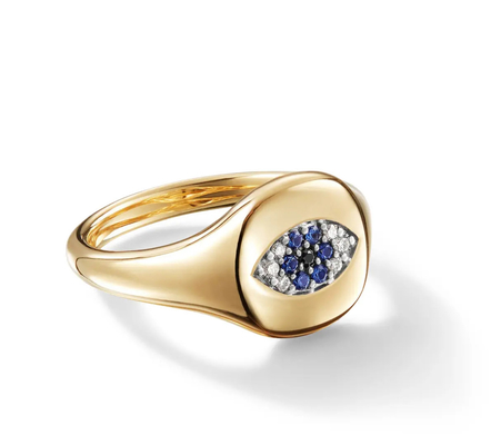 Coleccionables de cable brasileño Evil Eye Mini Pinky Ring 18K Oro Blanco CZ 925 Plata