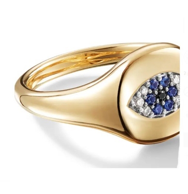 Coleccionables de cable brasileño Evil Eye Mini Pinky Ring 18K Oro Blanco CZ 925 Plata