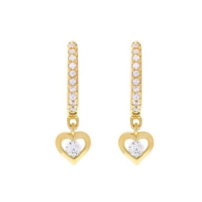 Mini Dangle Heart CZ Huggie Relicas Doradas Añadir un toque de glamour a su aspecto