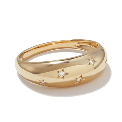 Anillos de la banda de la eternidad 18K de oro brasileño joyería estrella 925 de plata esterlina anillo femenino cúpula