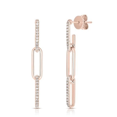Retro Paperclip Rectangular Chain Los aretes en plata esterlina 925 para la noche de las damas
