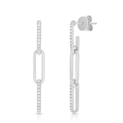 Retro Paperclip Rectangular Chain Los aretes en plata esterlina 925 para la noche de las damas