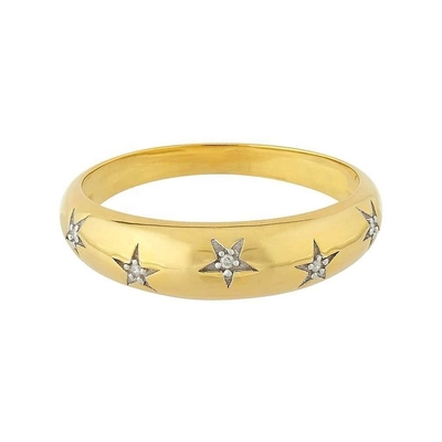 Anillos con cúpula 14k 18k Oro Chunky Star Set Anillo de banda de diamantes para trajes elegantes