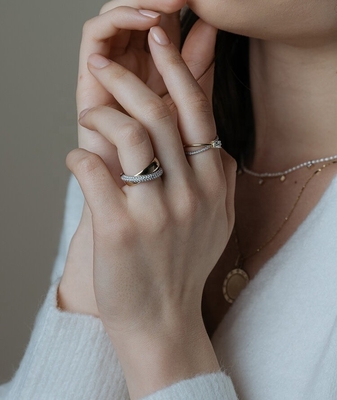 Moda Anillos de rodadura unisex con bóveda Banda de diamantes de oro de oro plateado anillos de plata esterlina