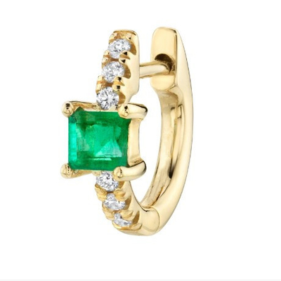925 de plata esterlina Mini Oro Revestido Baguette Hoop Huggie Aretes para Mujeres Joyería