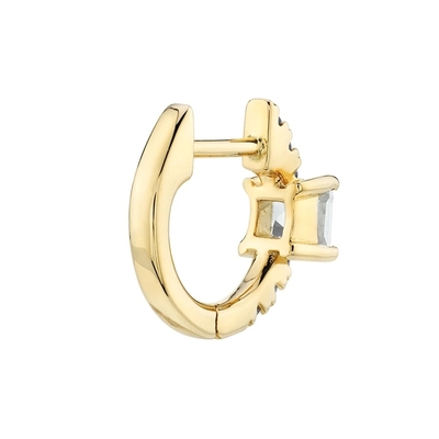 925 de plata esterlina Mini Oro Revestido Baguette Hoop Huggie Aretes para Mujeres Joyería