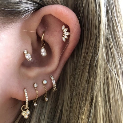 Revestimiento de oro rodio auriculares de rodillo blanco CZ para mujeres estilo de uso diario