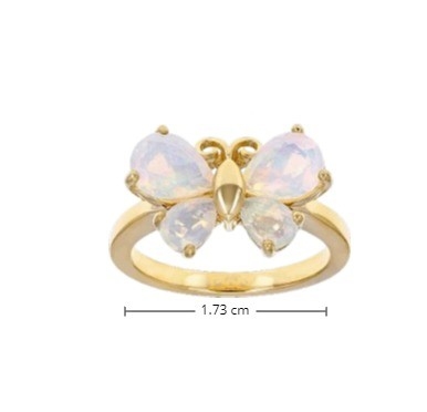 Joyería fina Anillo de mariposa de ópal etíope multicolor Oro amarillo sobre plata esterlina