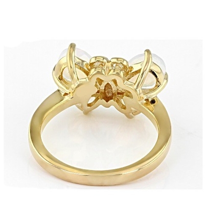 Joyería fina Anillo de mariposa de ópal etíope multicolor Oro amarillo sobre plata esterlina