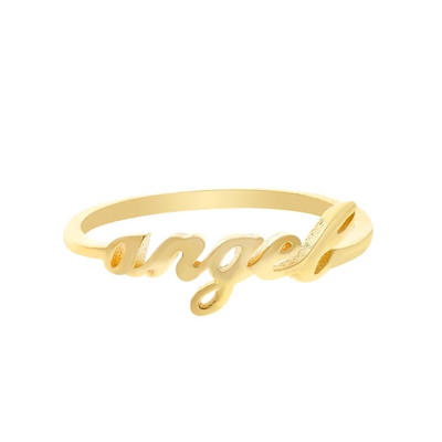 Anillo de nombre de ángel de oro sólido para mujeres hecho a mano Brillo 925 de plata esterlina Moderno N/A