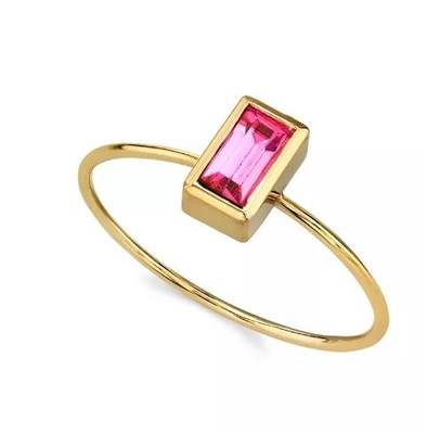 Anillo de cristal de zirconia cúbico de oro de 14K OEM Anillo de piedra de oro