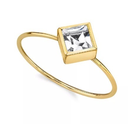 Anillo de cristal de zirconia cúbico de oro de 14K OEM Anillo de piedra de oro