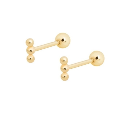 Mini Barbell con cuentas de plata con tornillo trasero 925 de plata esterlina