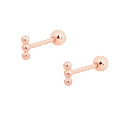 Mini Barbell con cuentas de plata con tornillo trasero 925 de plata esterlina