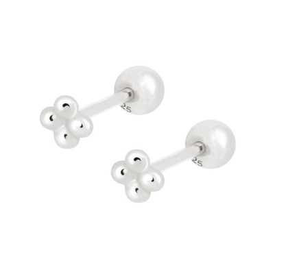 6 mm de plata con pequeñas cuentas de bolas barbell auriculares con tornillo de espalda joyería
