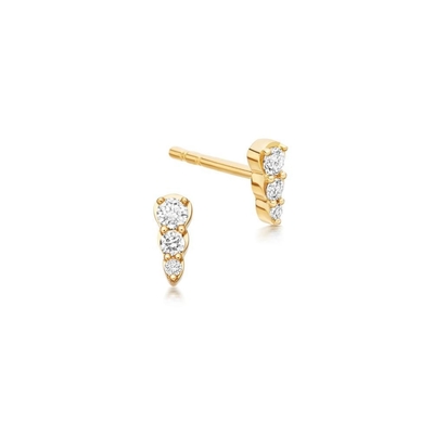Mini de moda de tres piedras CZ Stud 925 de plata esterlina