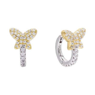 Mini Summer Butterfly Blanco CZ Huggies 925 Ahorros de plata esterlina