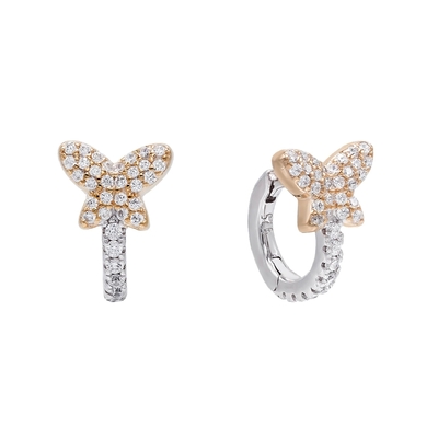 Mini Summer Butterfly Blanco CZ Huggies 925 Ahorros de plata esterlina