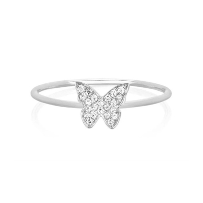 Papillon Blanco CZ 925 Plata Esterlina Anillos Simples para Mujeres Joyería