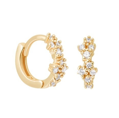 En forma de flor Blanco CZ 925 Sterling Silevr Huggies Los aretes para mujeres