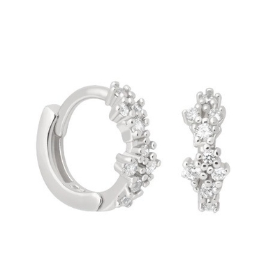 En forma de flor Blanco CZ 925 Sterling Silevr Huggies Los aretes para mujeres