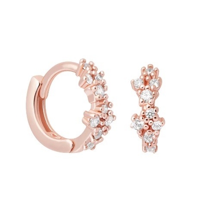 En forma de flor Blanco CZ 925 Sterling Silevr Huggies Los aretes para mujeres