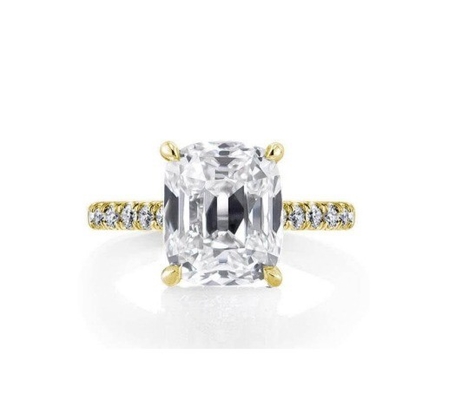 Anillo de compromiso de plata blanca CZ 925 de plata esterlina 18K de oro recubierto de baguette