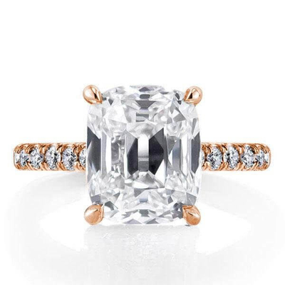 Anillo de compromiso de plata blanca CZ 925 de plata esterlina 18K de oro recubierto de baguette
