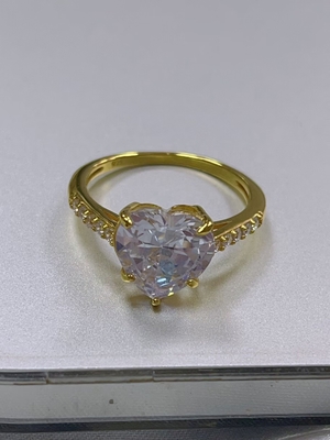 Tecnología de inserción de micro inserción Corte de corazón CZ Piedra 925 Anillos de compromiso de plata esterlina