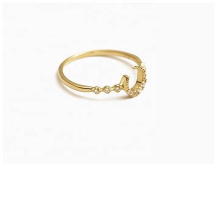 Anillo de luna de plata fina de 925 con oro de 14k 18k 24k de Brasil 2022