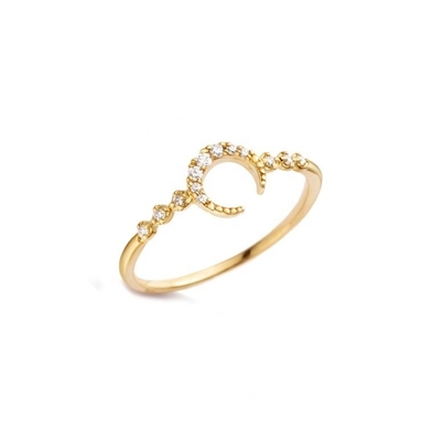 Anillo de luna de plata fina de 925 con oro de 14k 18k 24k de Brasil 2022