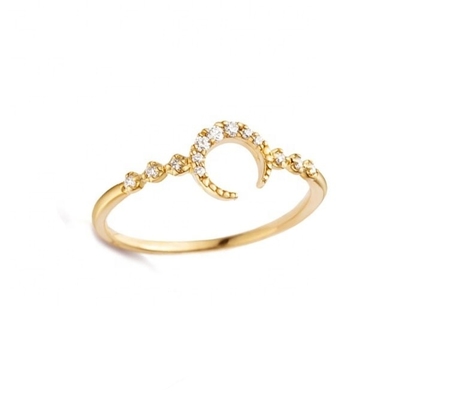 Anillo de luna de plata fina de 925 con oro de 14k 18k 24k de Brasil 2022