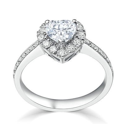 En bronce de forma de corazón creativo claro CZ 925 plata esterlina Eternidad anillos de banda para mujeres joyería