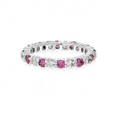 Anillo de la banda de la eternidad de plata 925 con dorado rosa y piedra de nacimiento