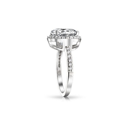 925 plata esterlina 10 mm blanco CZ anillo de compromiso de solitario con piedra principal tamaño 10 mm