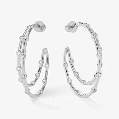 Orecillos de aro de zirconia cúbica blanca Conjunto de bisel Orecillos de aro gemelo de oro 18K